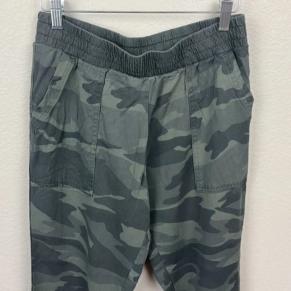 Splendid Lakeside Camo Joggers Army Green High Rise Pull-On Straight Leg Pants S - Picture 6 of 13